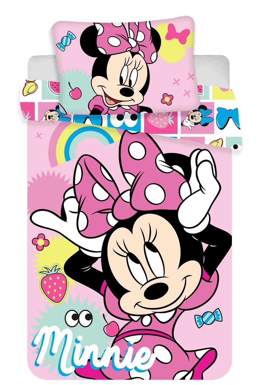 Disney povlečení do postýlky Minnie "Pink square" baby 100x135, 40x60 cm