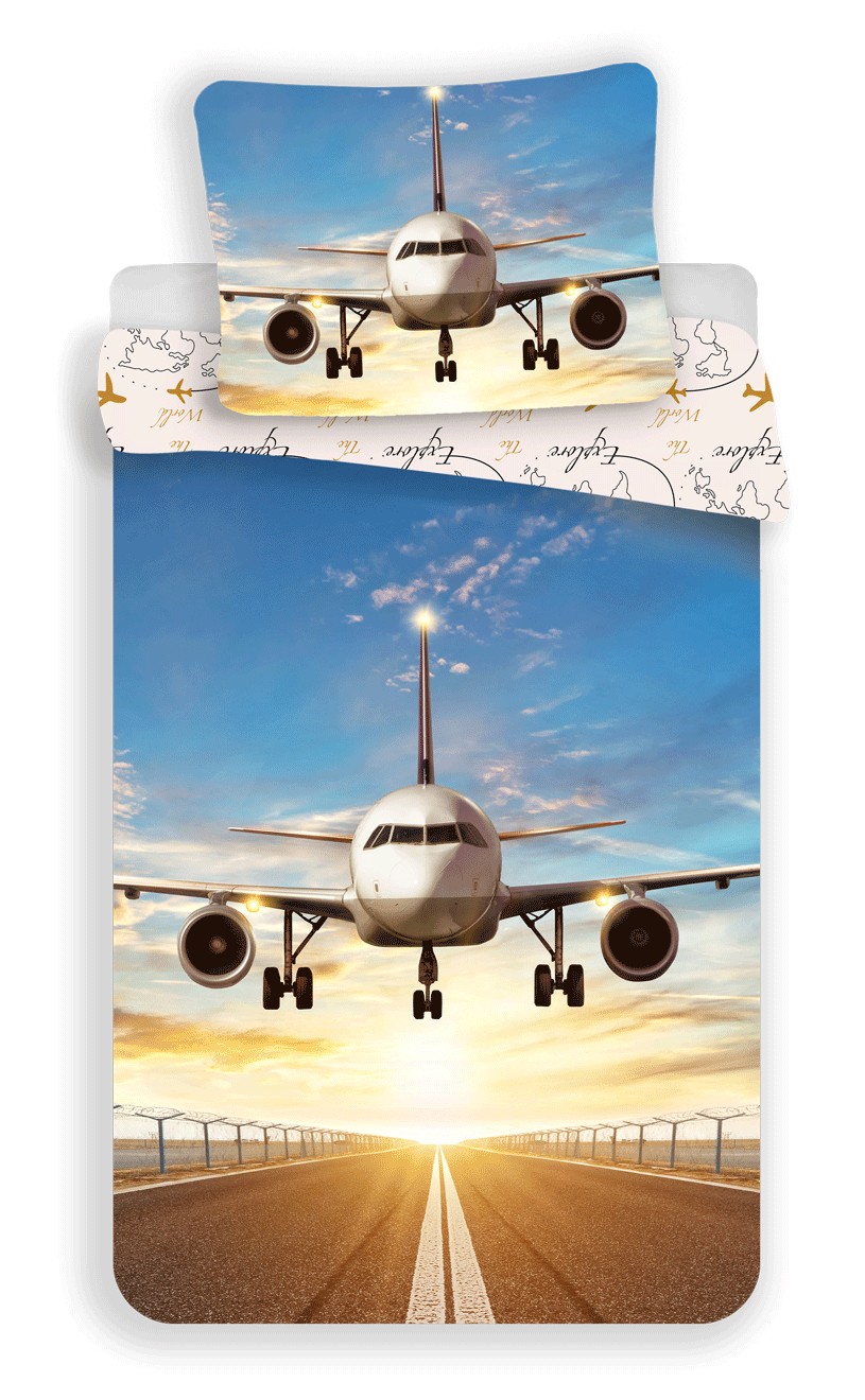Jerry Fabrics Povlečení fototisk Letadlo "Explore the world" 140x200, 70x90 cm