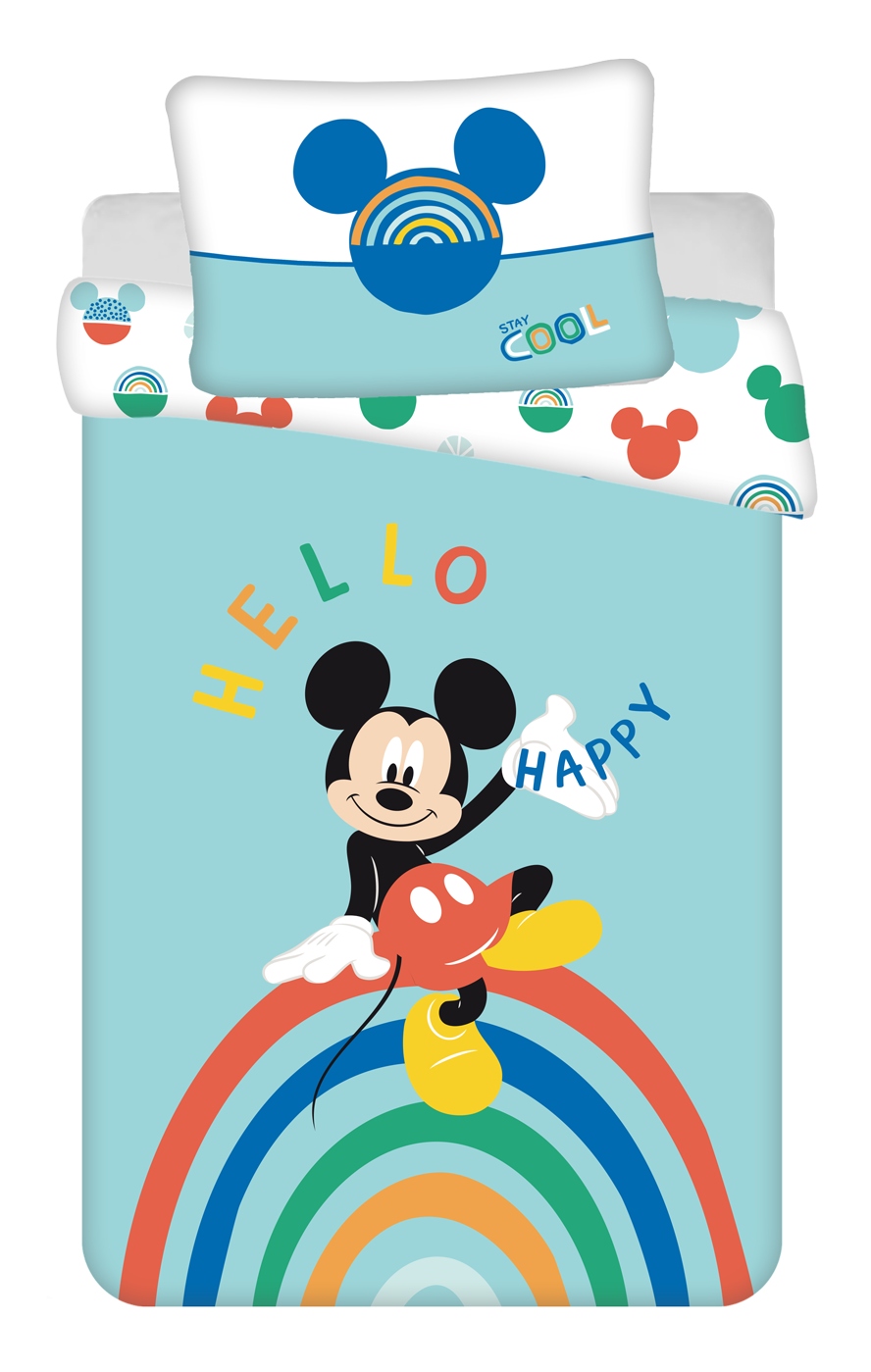 Disney povlečení do postýlky Mickey &quot;Rainbow&quot; baby 100x135, 40x60 cm